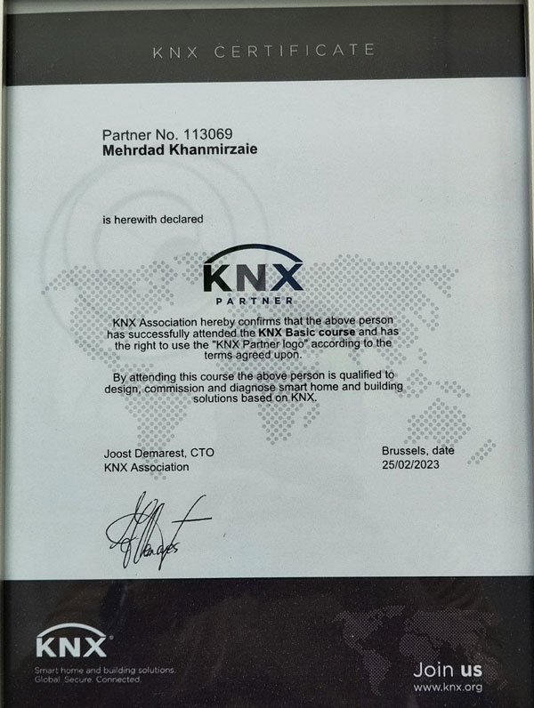 گواهینامه خانه هوشمند knx